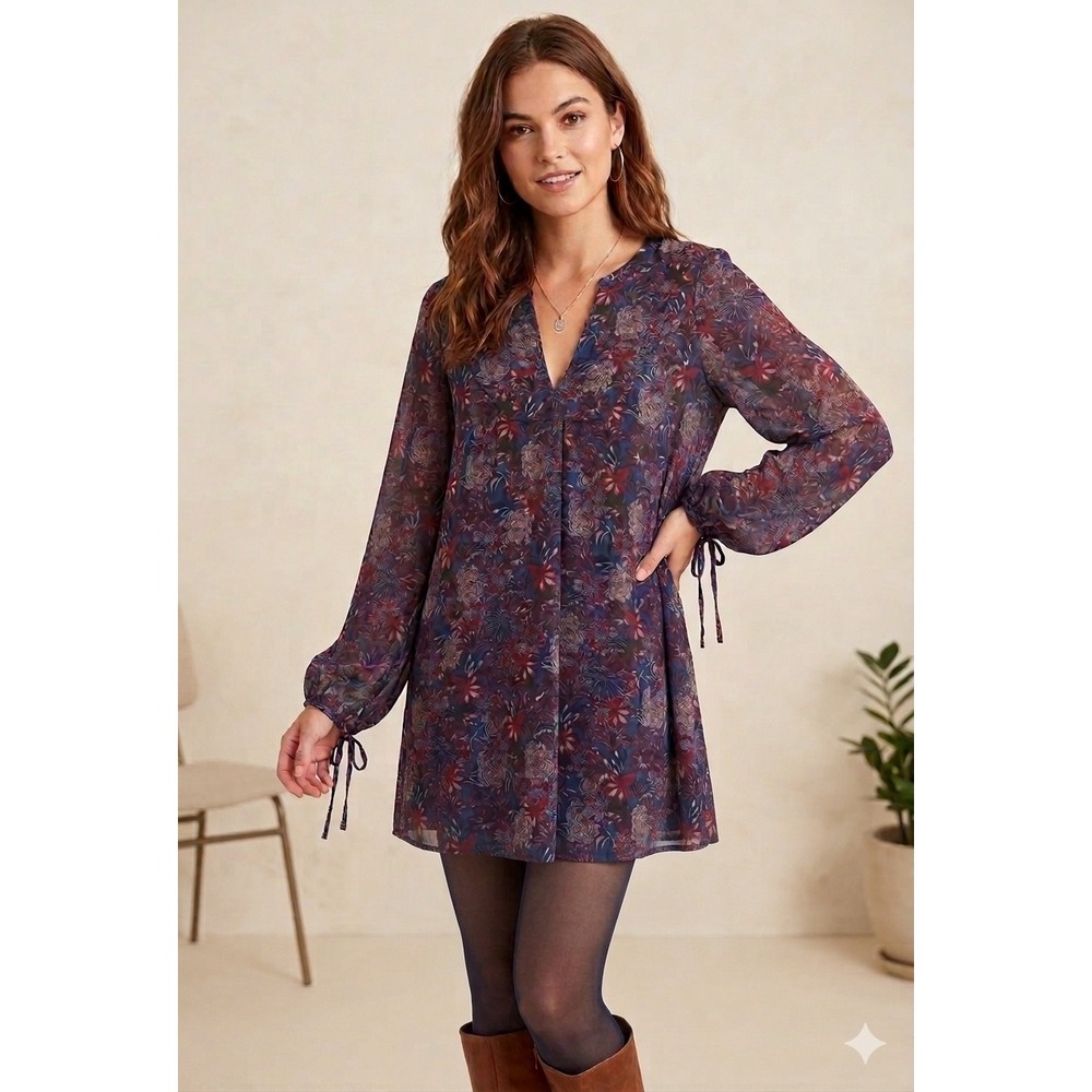 California Moonrise Floral Tunic Dress Boho Festival Indie Whimsy Hippie Gypsy‎